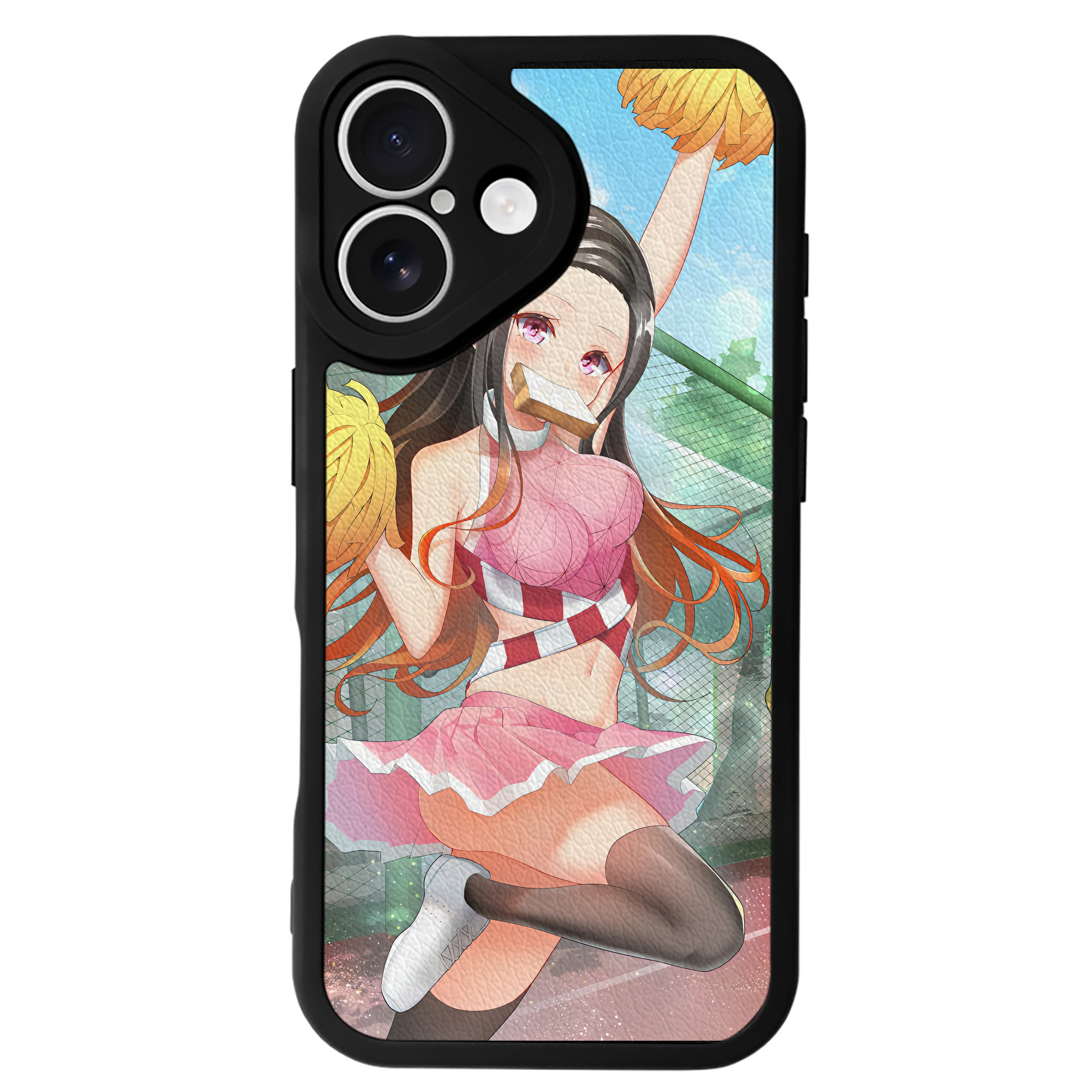 （画像用） 鬼滅の刃（きめつのやいば）竈門 禰󠄀豆子／かまど ねずこ Kamado Nezuko 【iPhone 16シリーズ対応】シリコンスマホケース（レザー調） 材質：シリコン